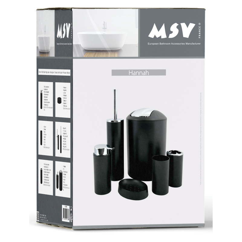 Set de 6 accesorios PP HANNAH 6 piezas Negro mate MSV