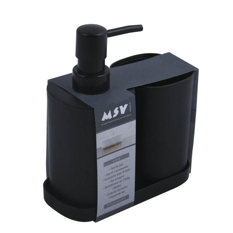 Set de 3 accesorios de baño LONA Negro MSV