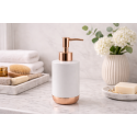 AMMAN Dispensador de jabón cerámico blanco y dorado MSV