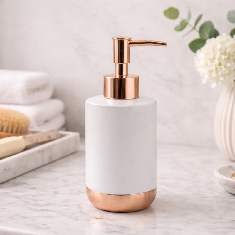 MSV Seifenspender Keramik AMMAN Weiß und Gold
