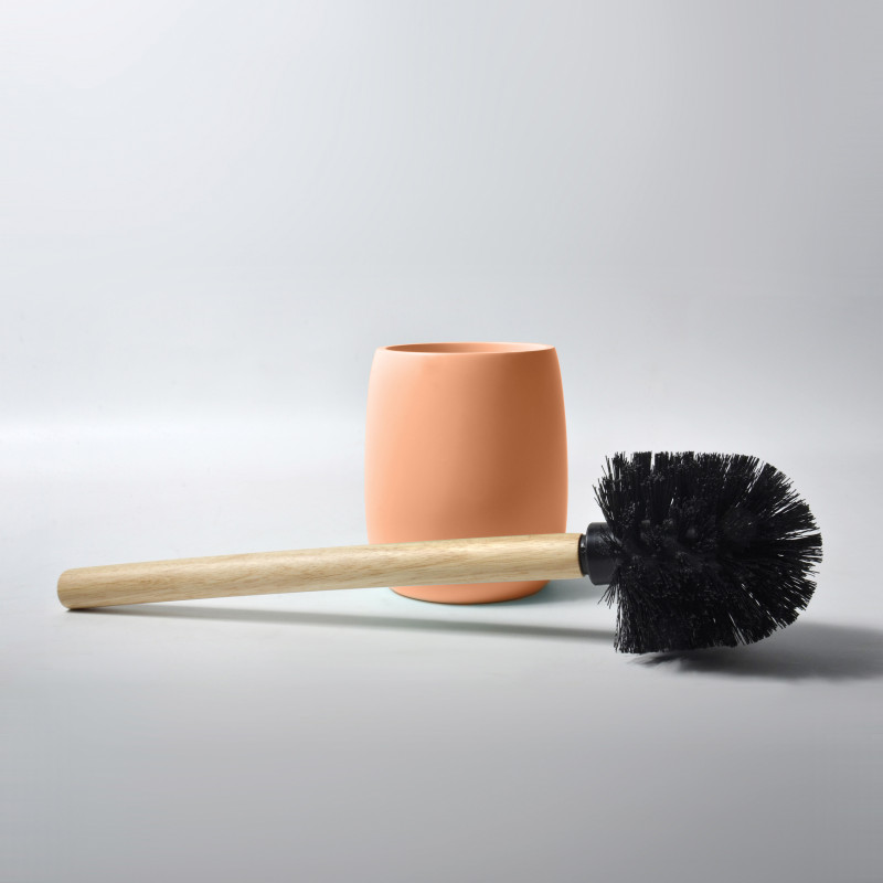 Toilet brush with polyresin & wood holder SVEN Peach Spirella