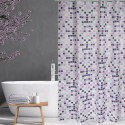MSV Duschvorhang Polyester MOSAIKO 180x200cm PREMIUM QUALITÄT Lila - Ringe inklusive