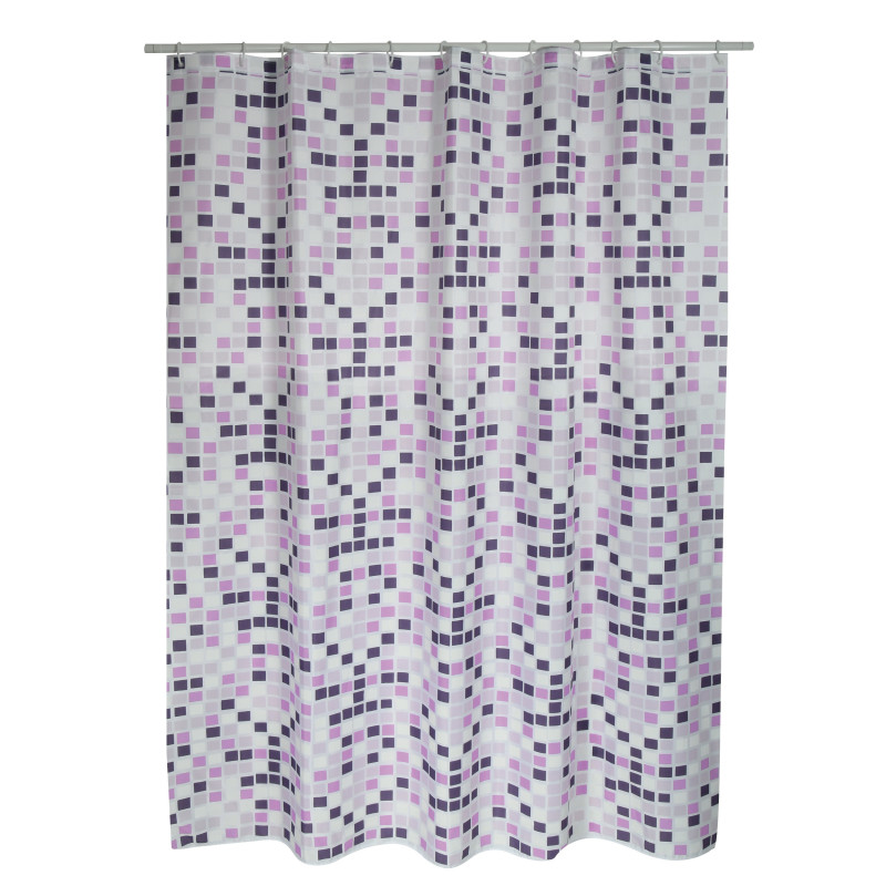 Tenda da doccia in poliestere MOSAIKO 180x200cm QUALITÀ PREMIUM Viola - Anelli inclusi MSV