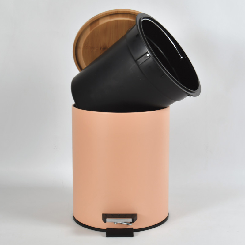 Papelera con pedal Acero y Bambú ADONIS 3L Melocoton Mate Spirella