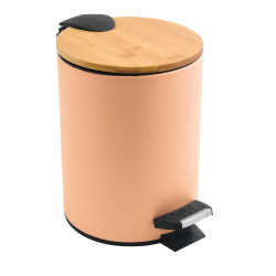 Papelera con pedal Acero y Bambú ADONIS 3L Melocoton Mate Spirella