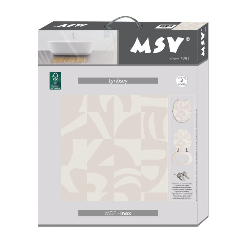 Tapa de Inodoro MDF LYNDSEY - Bisagras  Acero Inoxidable MSV