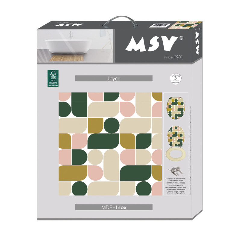 Tapa de Inodoro MDF JOYCE - Bisagras  Acero Inoxidable MSV