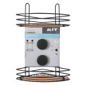 Etagère de douche d'angle à  ventouses 2 Niveaux Bambou & Acier Noir mat MSV