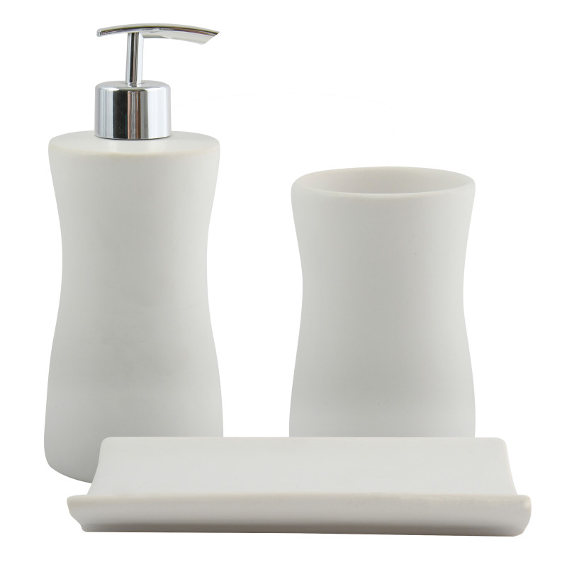 Ensemble 3 accessoires de salle de bain Céramique PALMA Blanc MSV