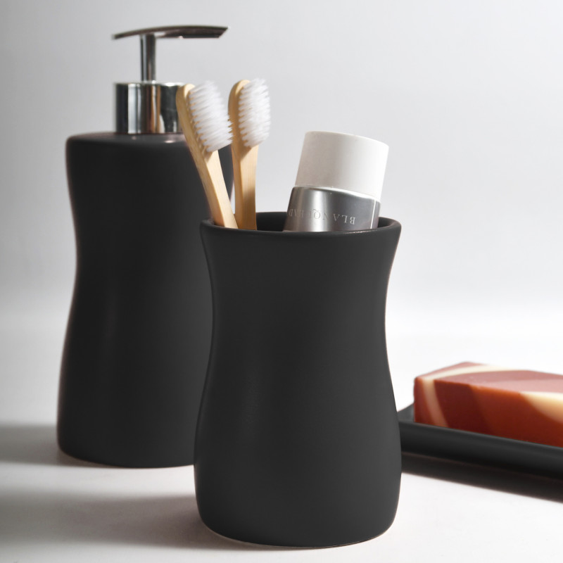 Soap dispenser Ceramic PALMA Black MSV