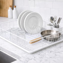 SAKURA dish drainer with tray in White Chrome Steel MSV