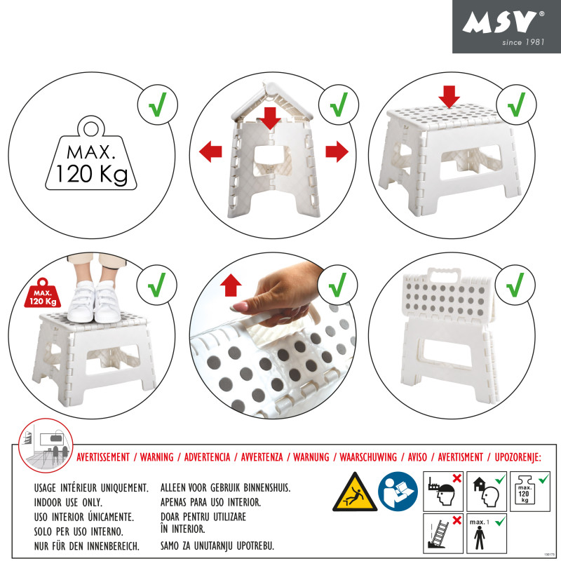 Marchepied pliable en polypropylène - Antidérapant, léger et sécurisé (EN 12520) MSV