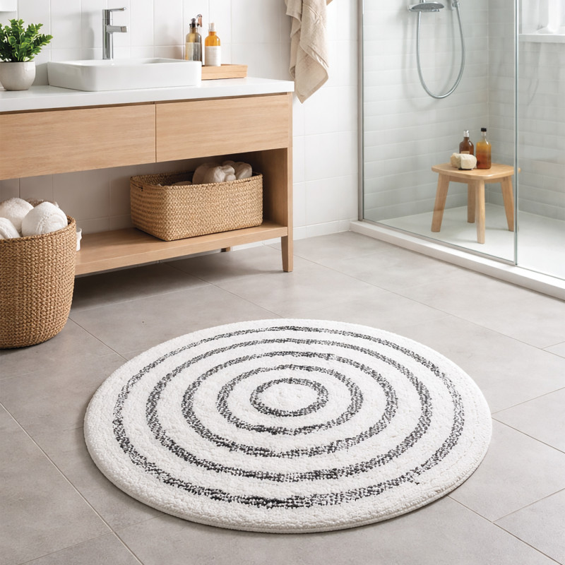 Spirella Badematte SATURN aus Baumwolle 60 x 60 cm Schwarz & Weiß