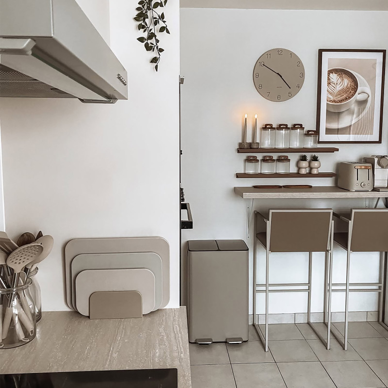 Bidone per raccolta differenziata ALIYA 60L (2x30L) Spirella in acciaio tortora opaco