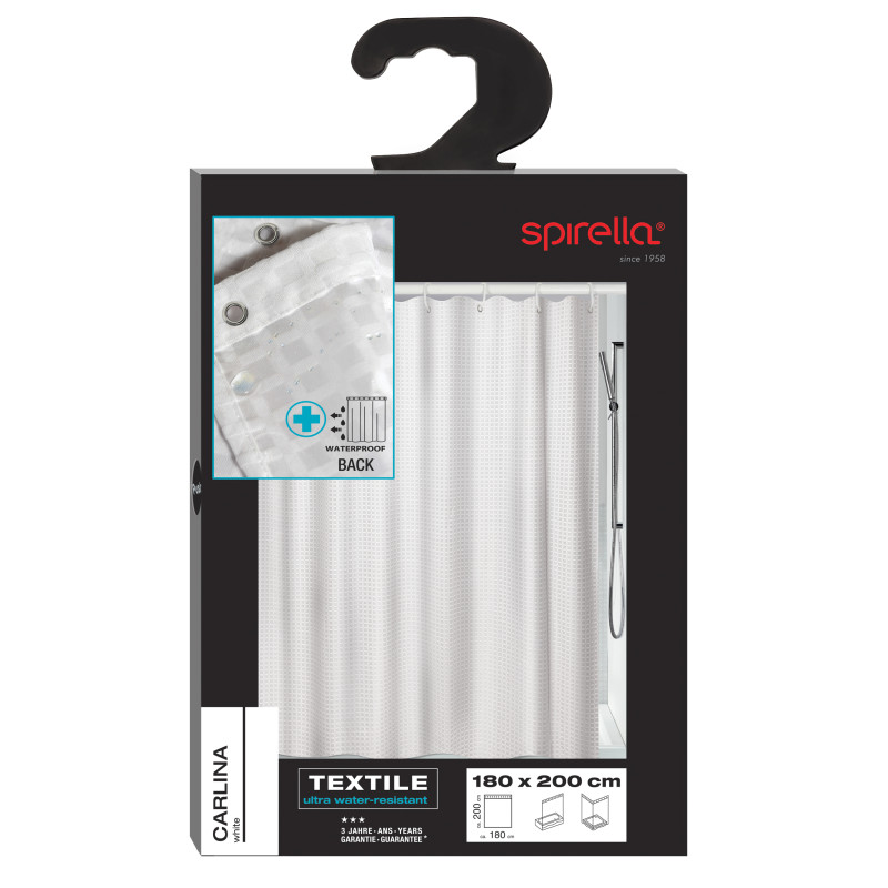 rideau de douche en polyester blanc carlina