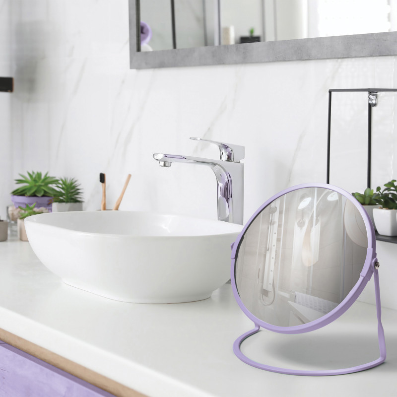 Miroir grossissant sur pied Acier AKIRA Lavande Spirella