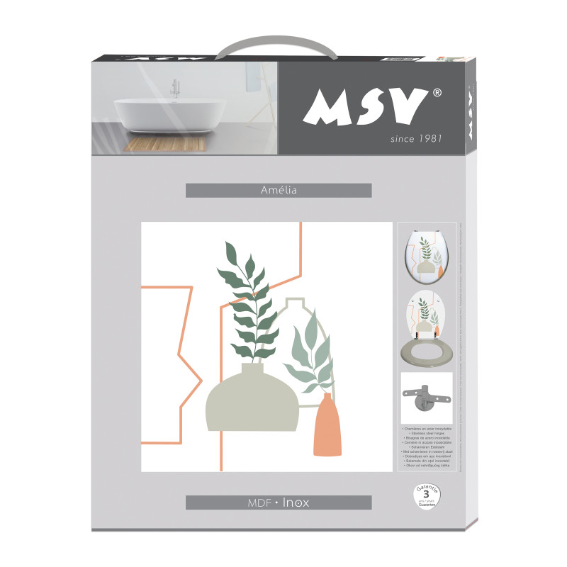 Abattant wc MDF AMELIA Multicolore - Charnières Inox MSV