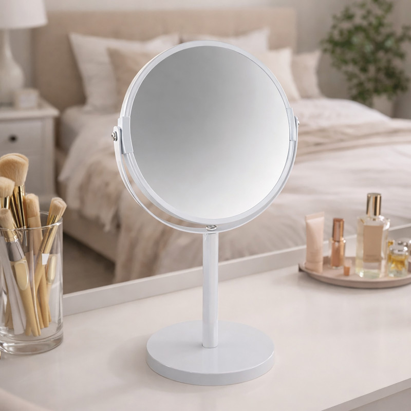 Magnifying mirror on stand Steel SYDNEY White Spirella