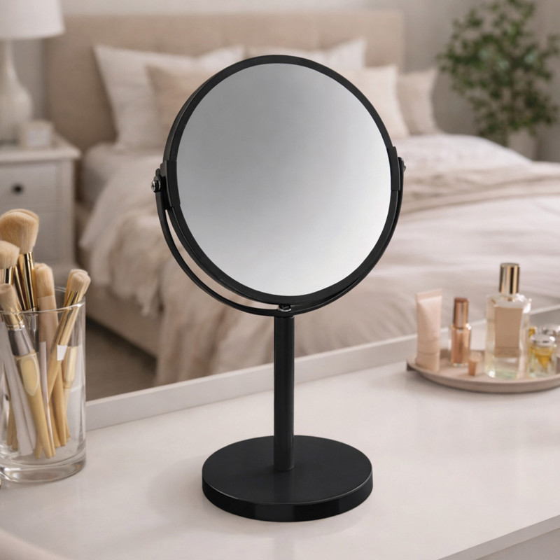 Magnifying mirror on stand Steel SYDNEY Black Spirella