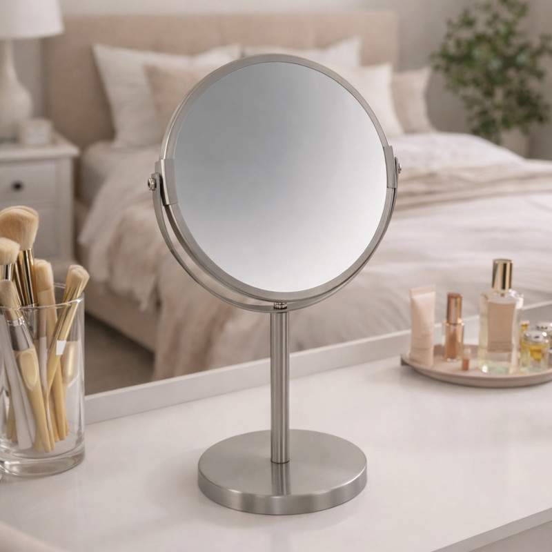 Magnifying mirror on stand Steel SYDNEY Brushed Spirella