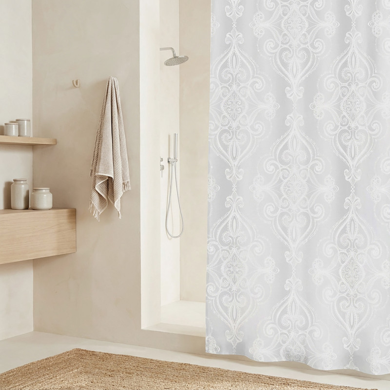 Rideau de douche Polyester RIVOLI 180x200cm Blanc Spirella