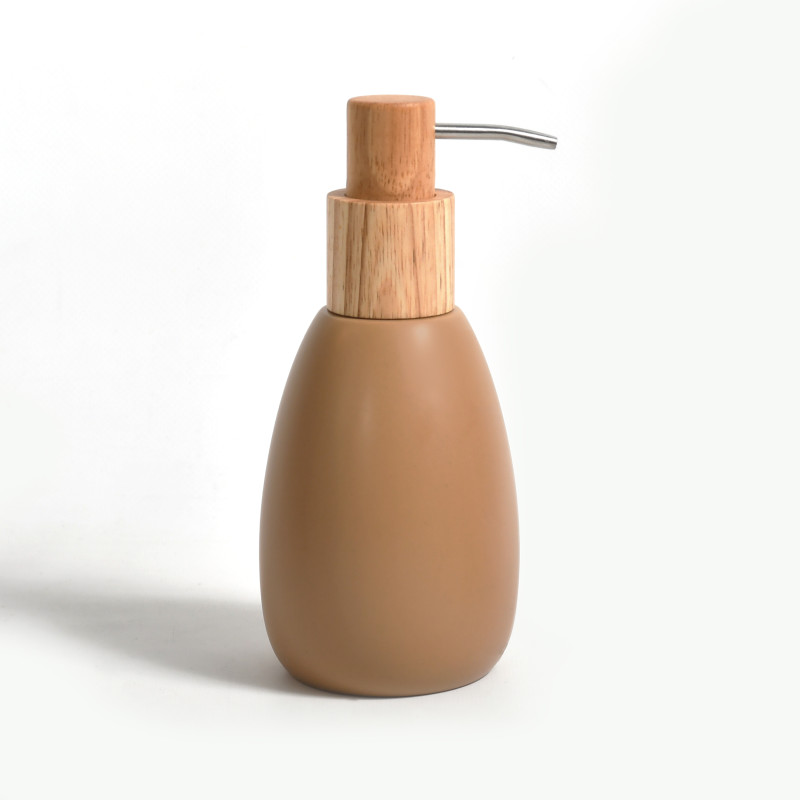 polyresin and wood soap dispenser SVEN cappuccino Spirella