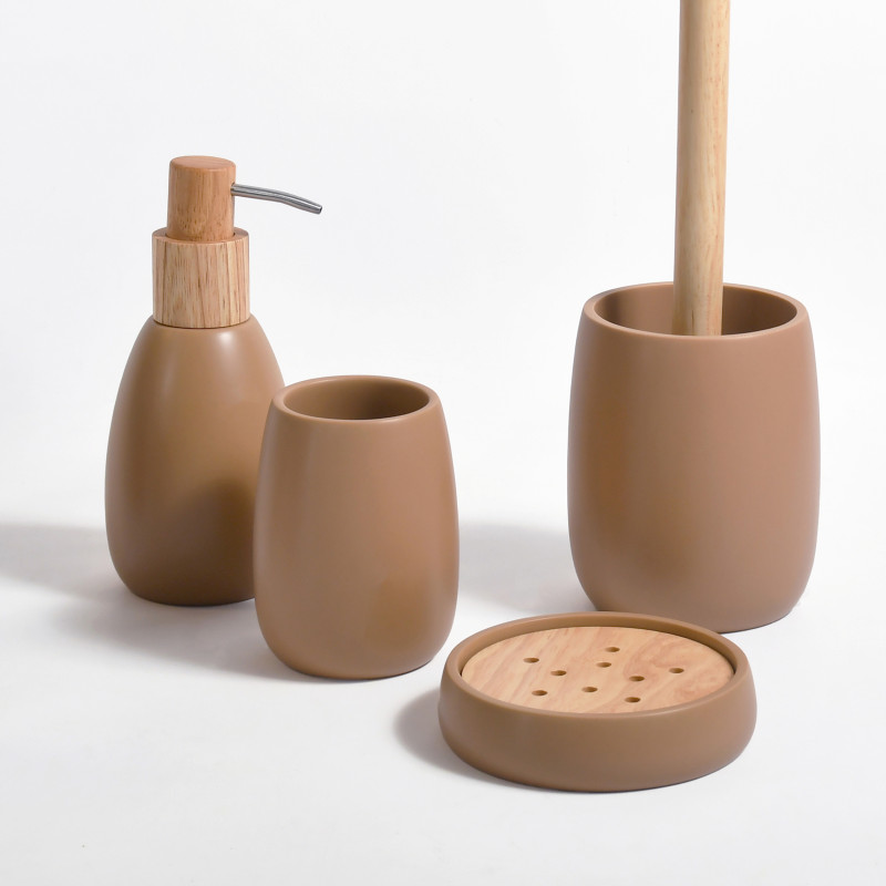 Polyresin & wood soap dish SVEN cappuccino Spirella
