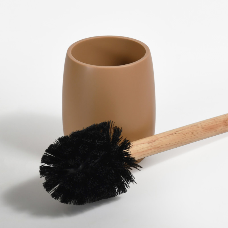 Escobillero con soporte de poliresina y madera SVEN cappuccino Spirella