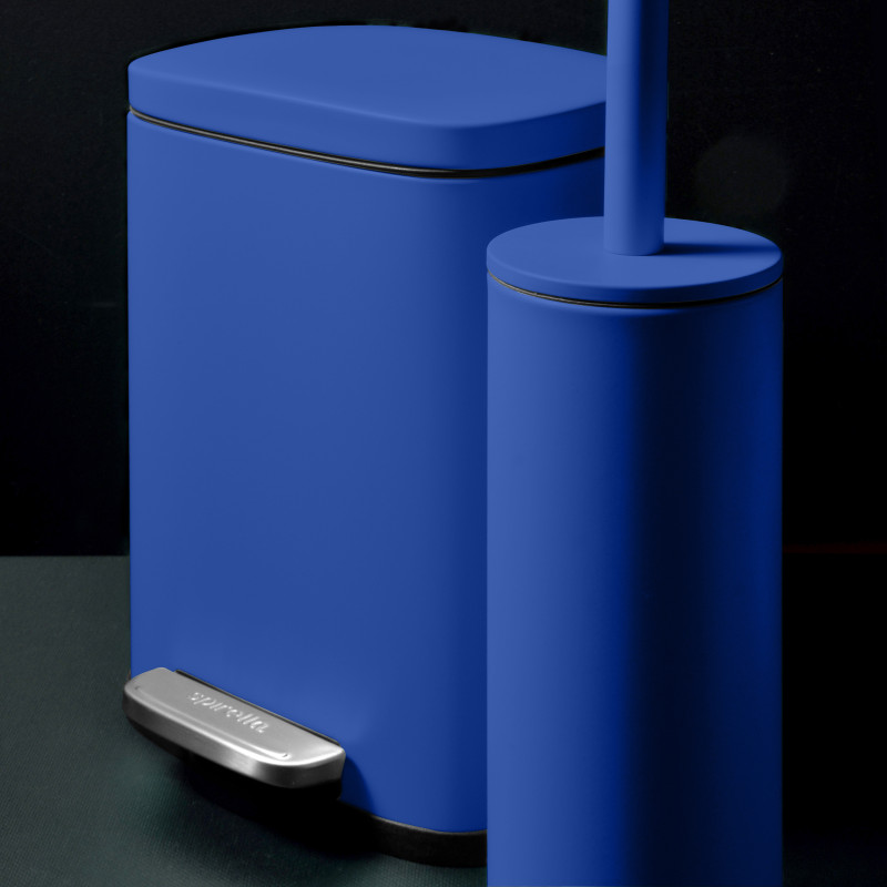 Escobillero con soporte de acero AKIRA Azul real Spirella