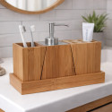 Set de 3 accesorios de baño de acero inoxidable y bambú MSV