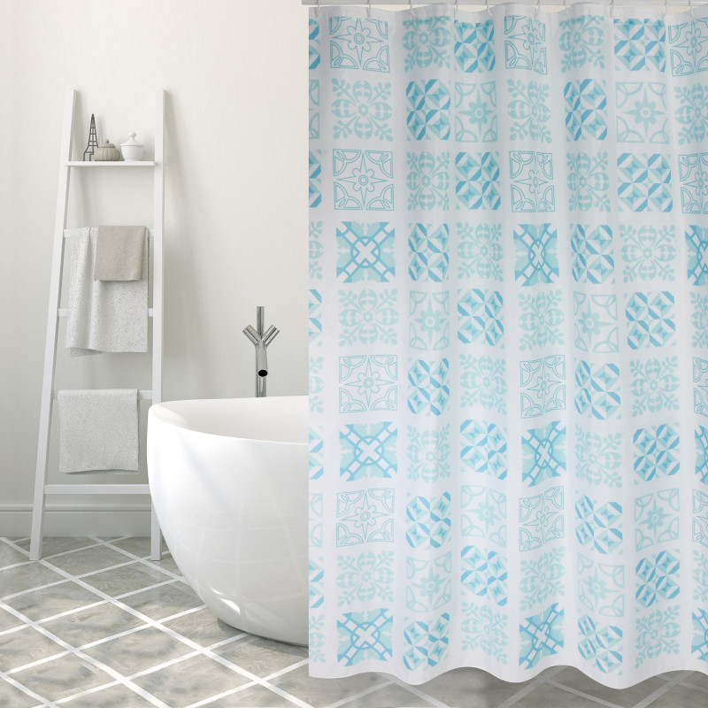 Rideau de douche Polyester SINTRA 180x200cm QUALITE PREMIUM Bleu Turquoise - Anneaux inclus MSV