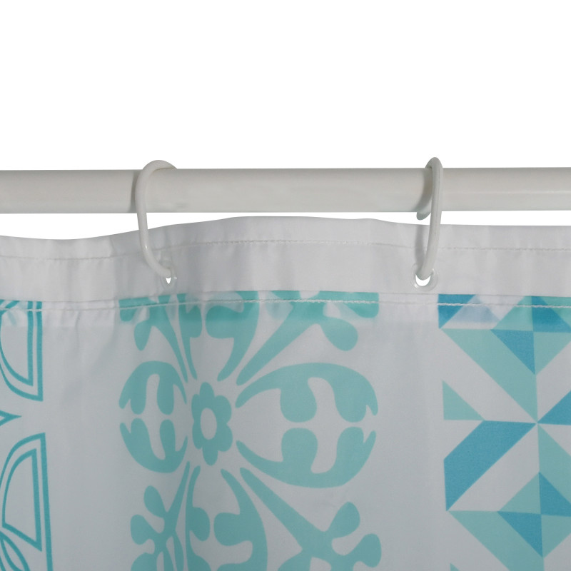Tenda da doccia SINTRA in poliestere 180x200cm QUALITÀ PREMIUM Blu Turchese - Anelli inclusi MSV
