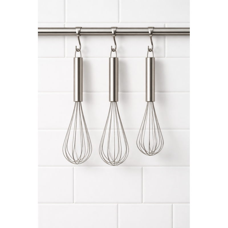 Set of 3 MSV stainless steel kitchen whisks