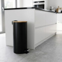 Kitchen Pedal bin Steel & Bamboo ADONIS 30L Black Spirella