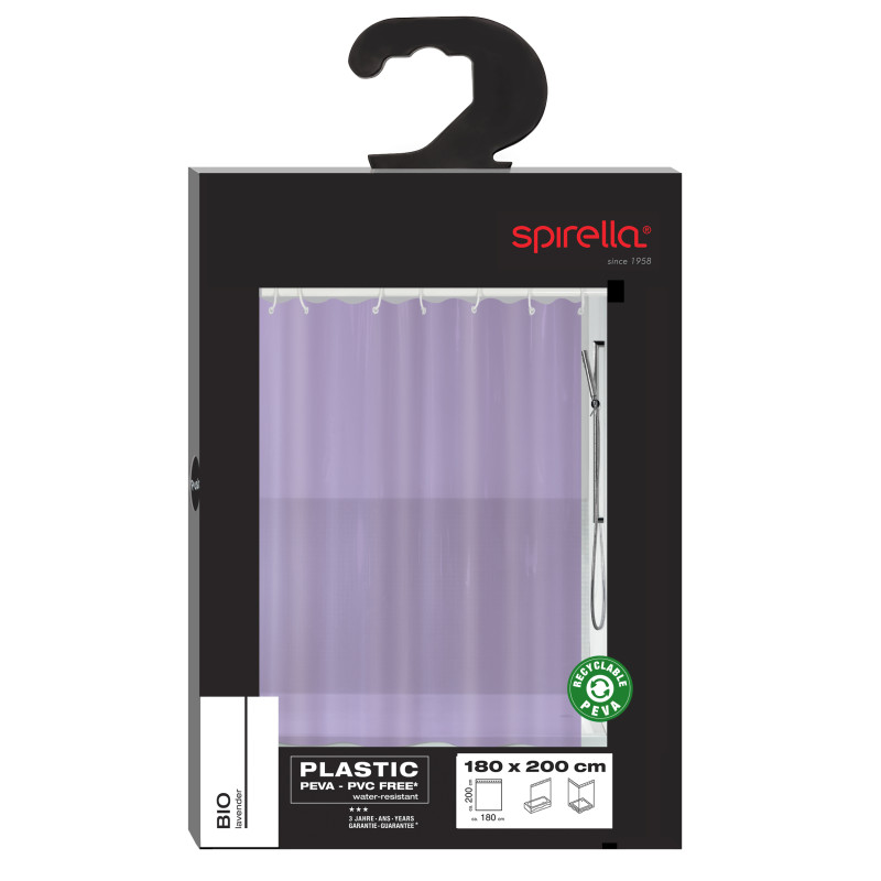 PEVA shower curtain BIO 180x200cm Lavender Spirella