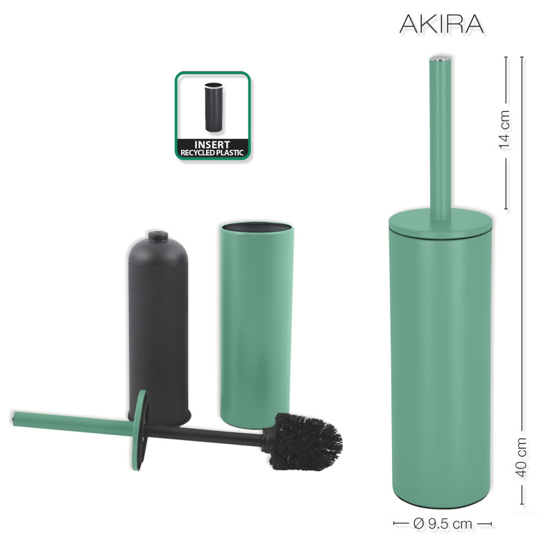 Escobillero con soporte de acero AKIRA Verde mate Spirella