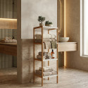 Etagère 4 Niveaux Bambou & MDF Blanc MSV