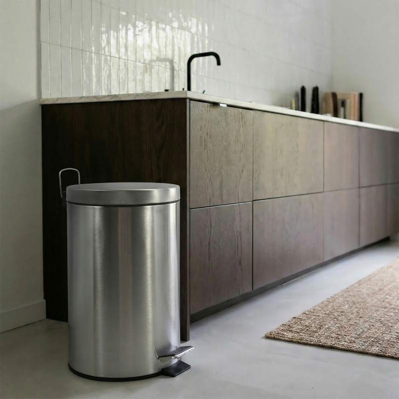 Poubelle à  pédale Inox 12L Gris MSV