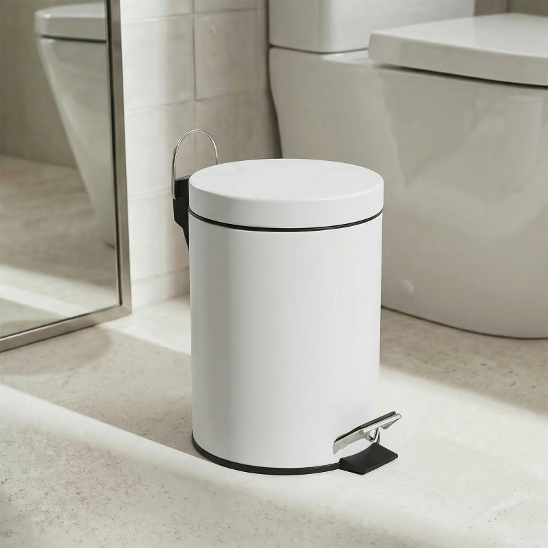 Pattumiera a pedale in acciaio inox 5 l bianco MSV