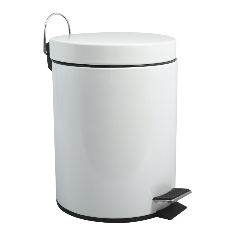 Pattumiera a pedale in acciaio inox 5 l bianco MSV