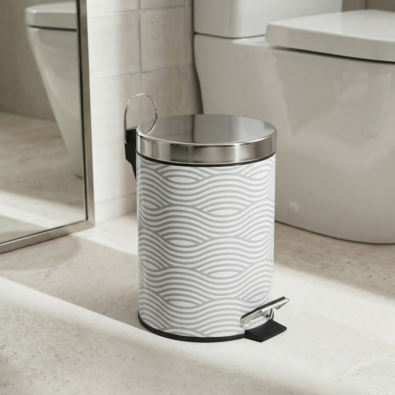 Papelera con pedal acero inoxidable 3L Gris Onda MSV