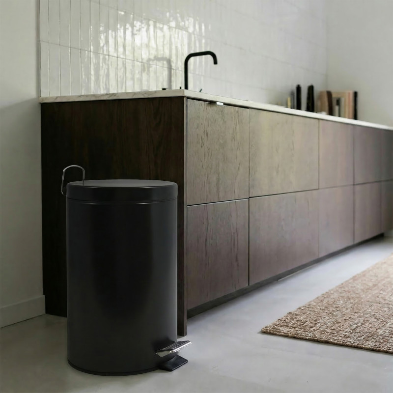 Pedal bin Stainless Steel 12L Black MSV