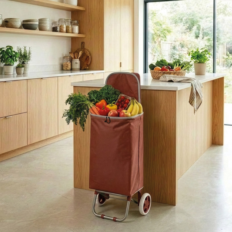 Poussettte de marché, chariot de courses pliable à  2 roulettes 33L Coloris assortis MSV