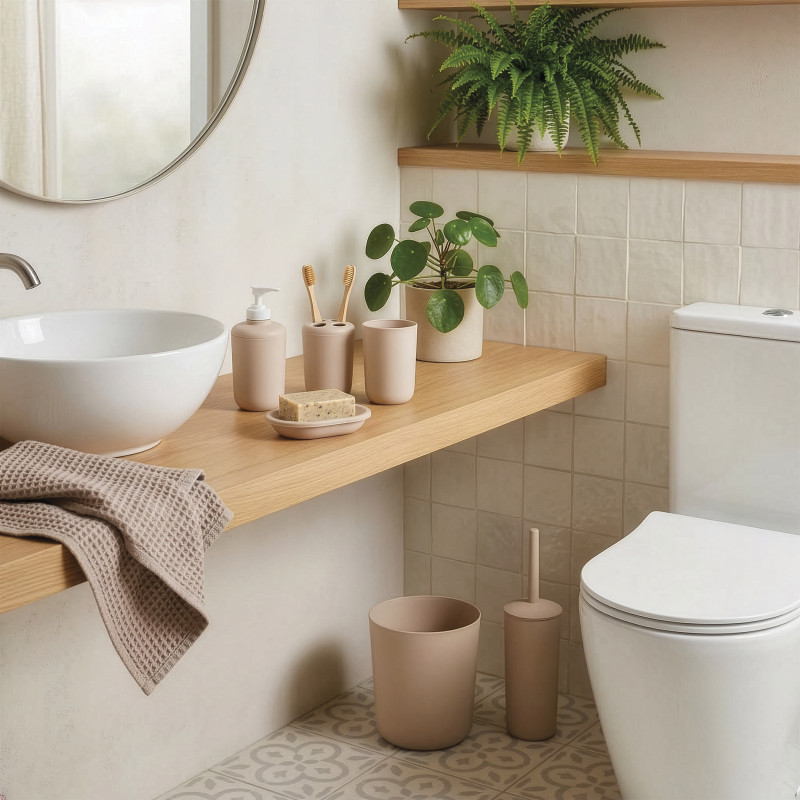 Set de accesorios de baño 6 piezas PP Beige MSV