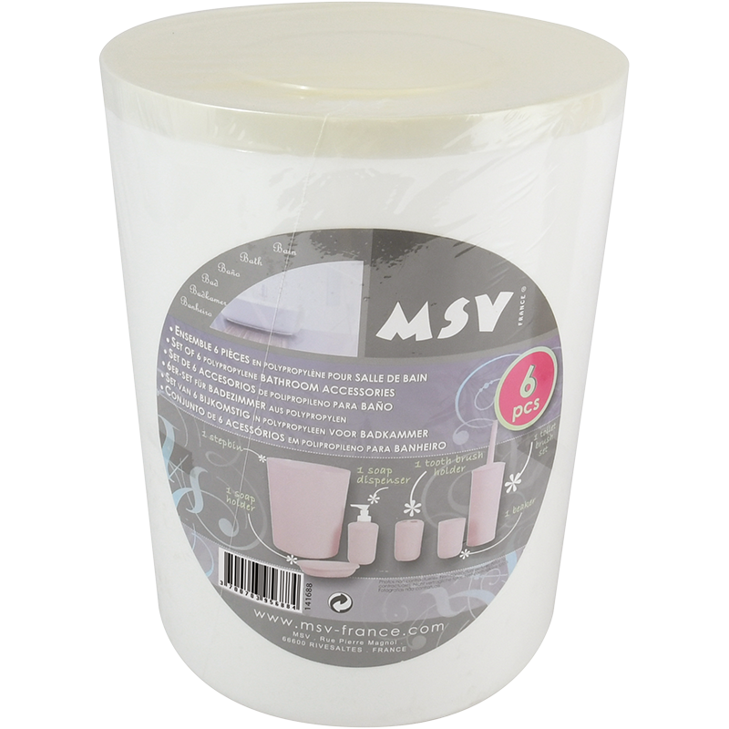 Set de accesorios de baño 6 piezas PP Blanco MSV