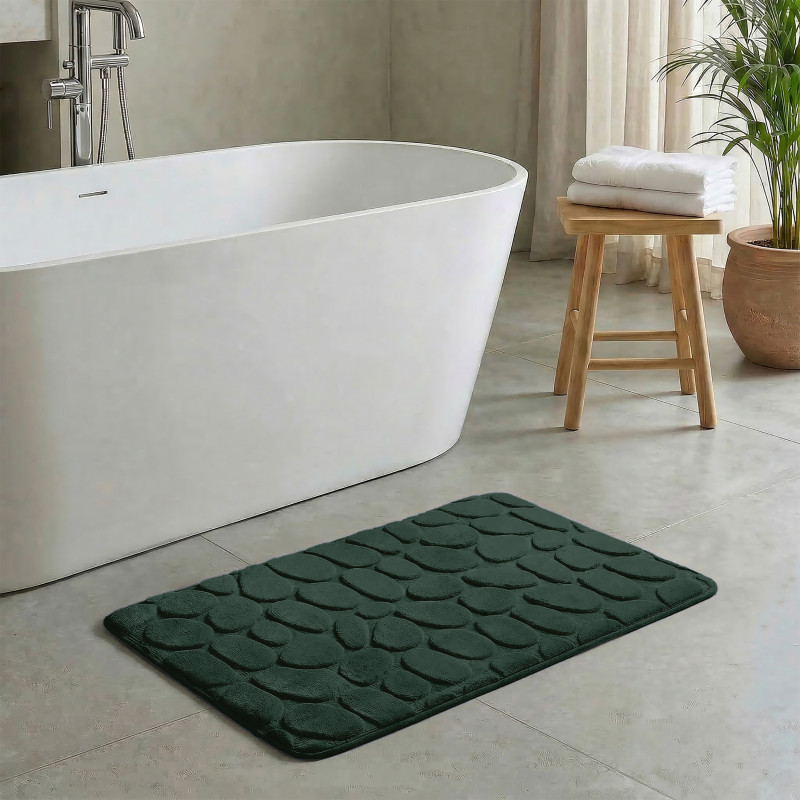 MSV Badematte PEBBLE Mikrofaser 50x80cm Grün