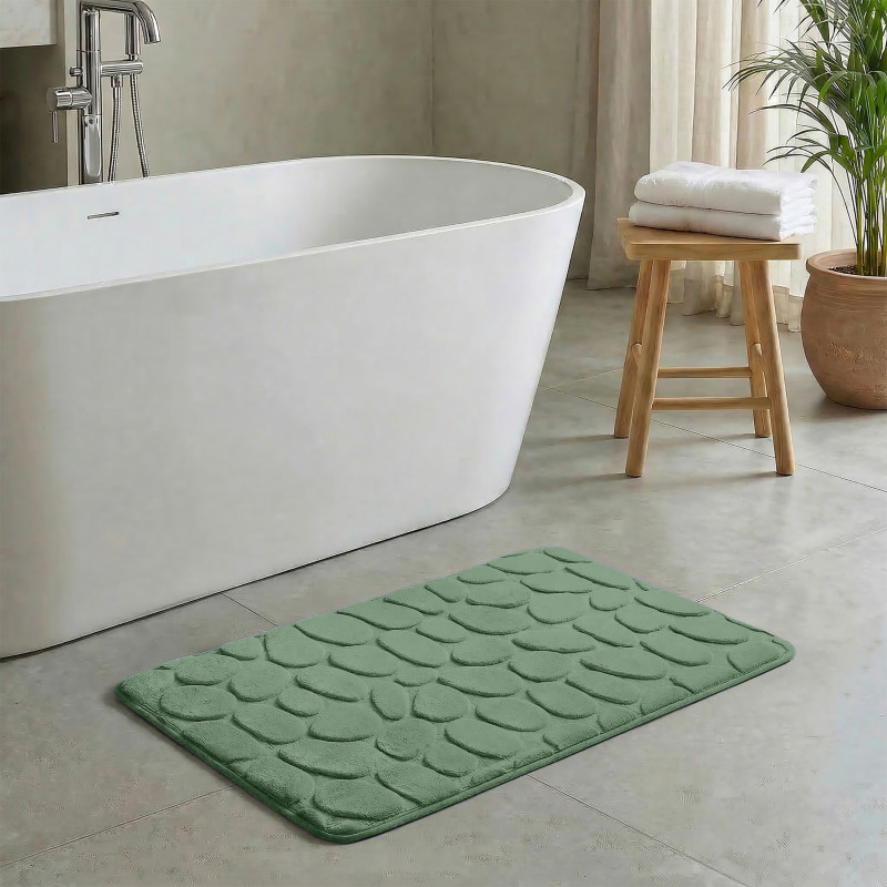 Microfiber bath mat PEBBLE 40x60cm Basil Green MSV