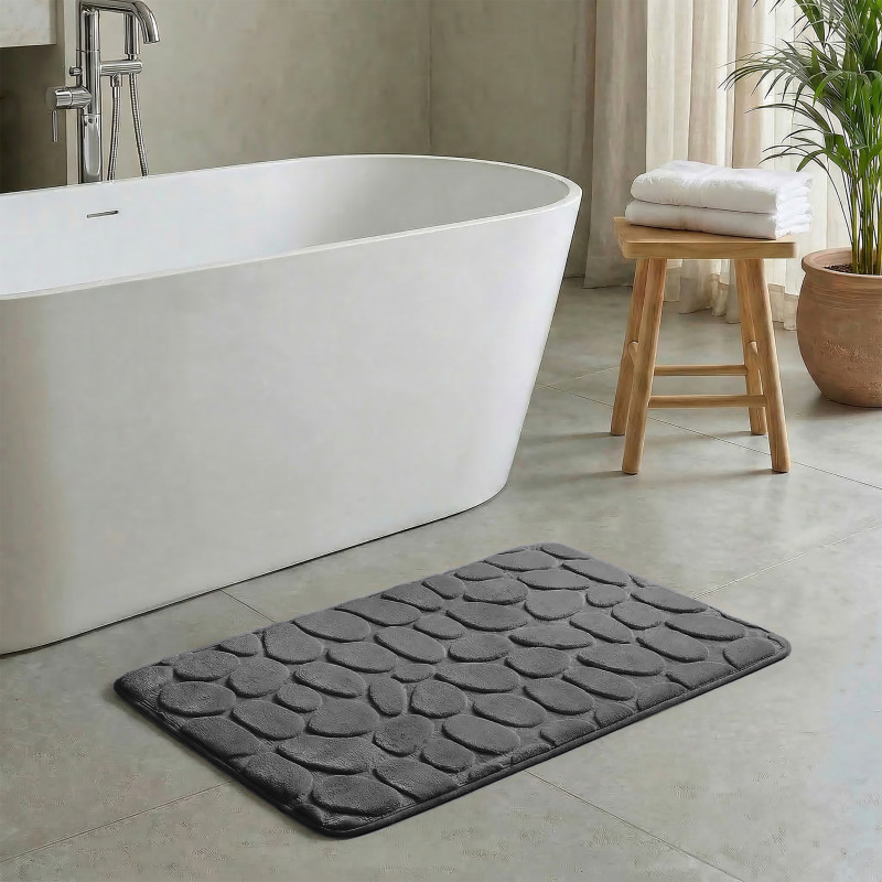 MSV Badematte PEBBLE Mikrofaser 40x60cm Dunkelgrau
