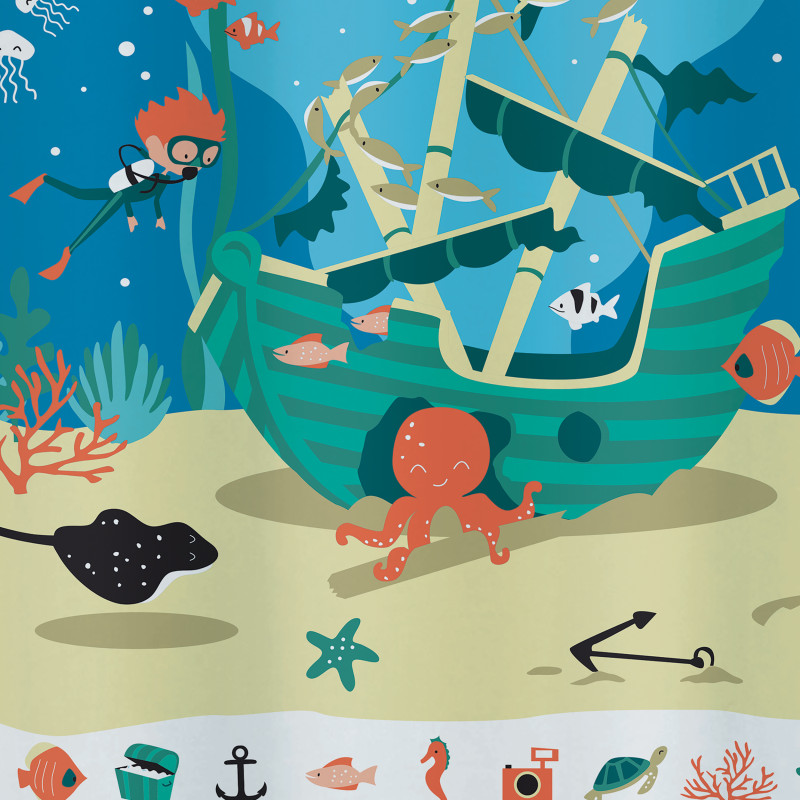Polyester Shower curtain PIRATES 180x200cm Spirella Blue