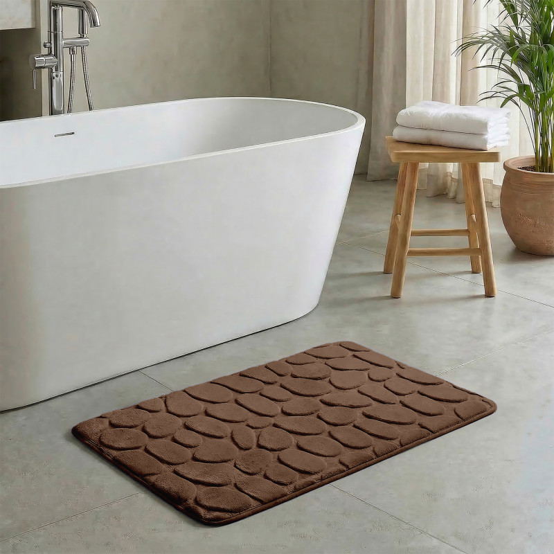 Microfiber bath mat PEBBLE 50x80cm Chocolate Brown MSV
